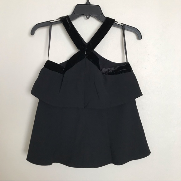 Ann Taylor Black Velvet Trim Halter Layered Top Size 00 NWT - Picture 6 of 12